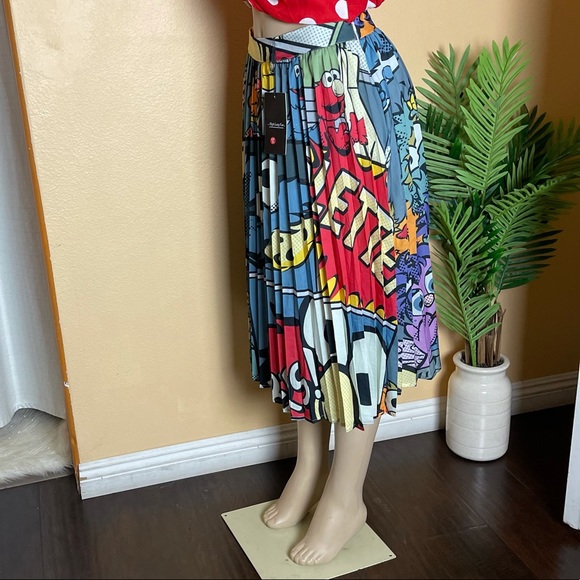 Elmo cartoon print pleated high waist skirt size XL - Picture 7 of 8